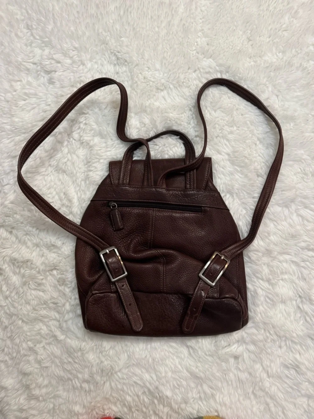 Tignanello Chocolate Brown Pebbled Leather Backpack